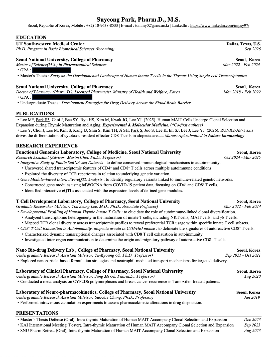 CV Page 1